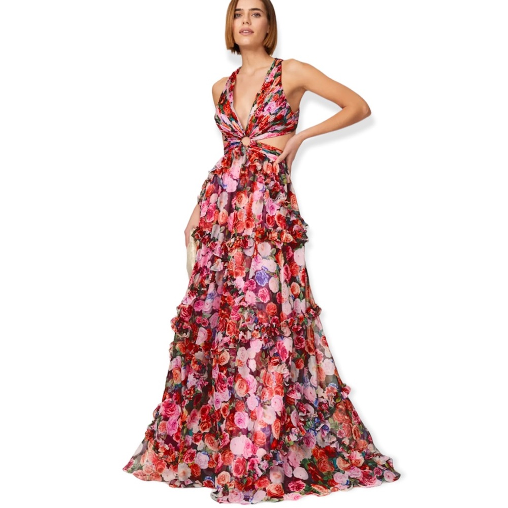 Mac Duggal Ieena Floral Cut Out Gown